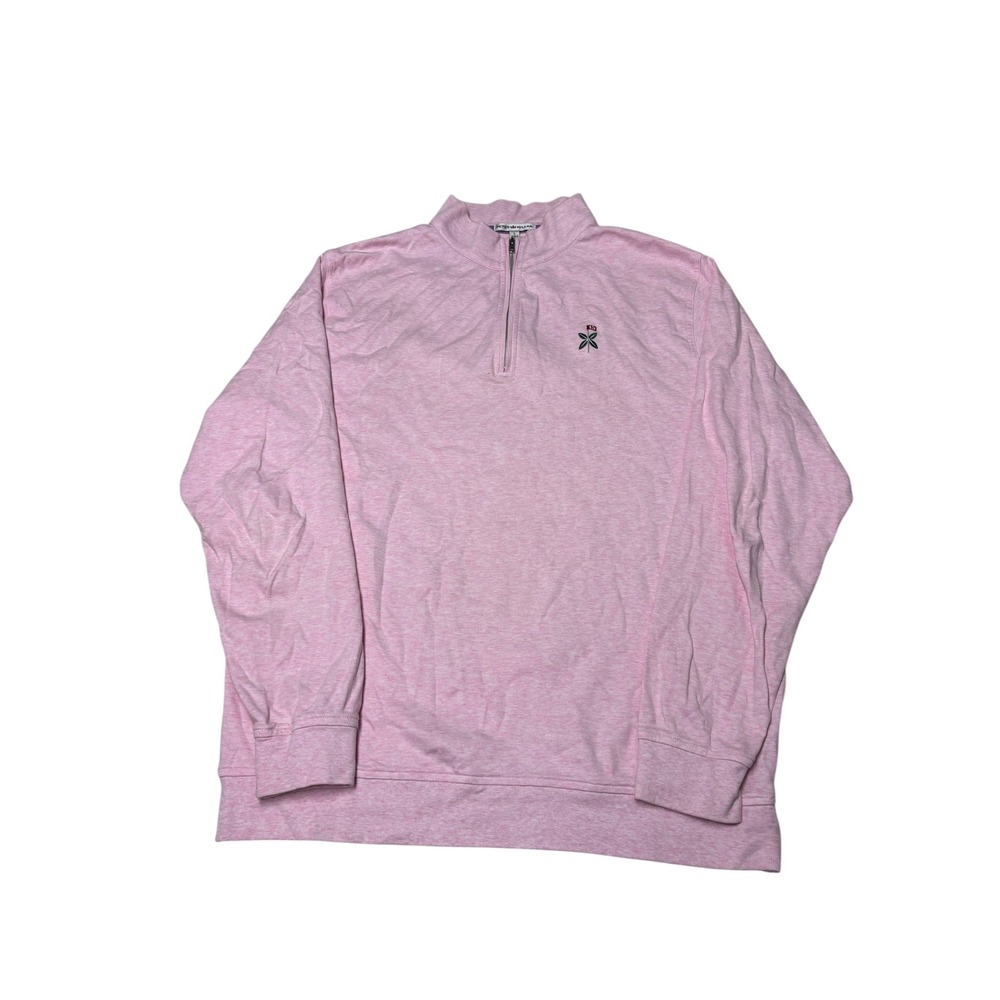 Peter Millar x Bandon Preserve Mens Pink Cotton 1/4 Zip Pullover Golf Sweater L - Picture 1 of 10